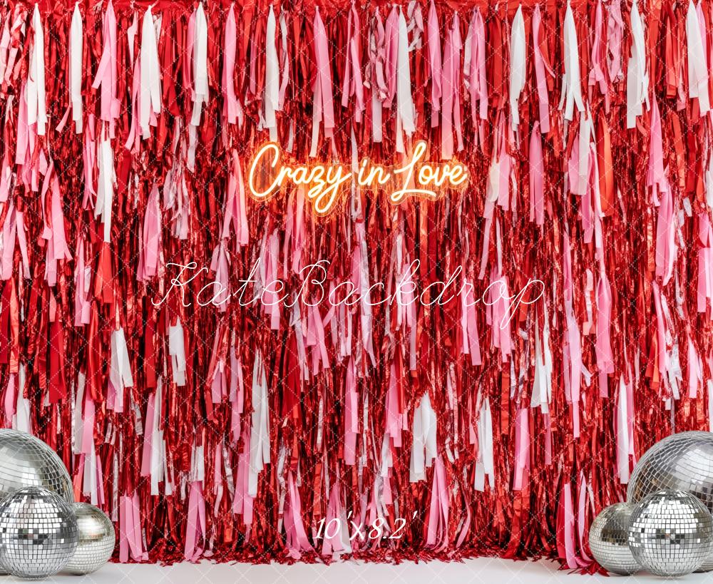 Kate La Saint Valentin Franges Rouge Boules Miroir Toile de fond conçue par Patty Roberts - Kate Backdrop FR
