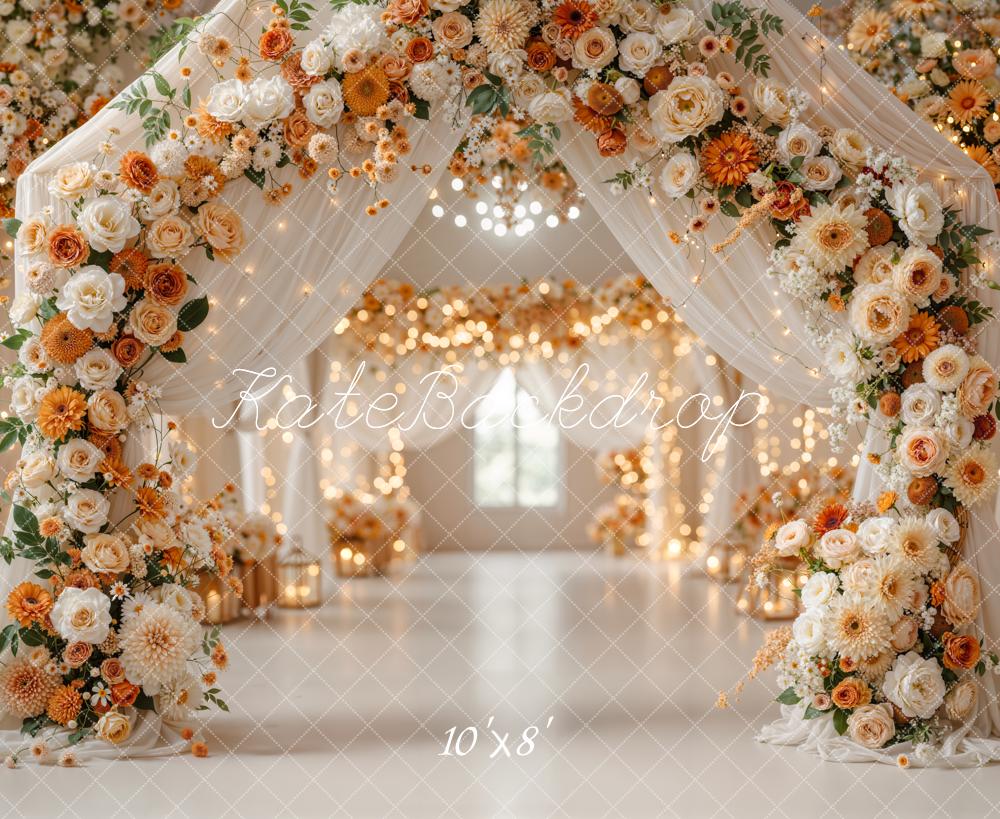 Kate Mariage Arche Fleurs Toile de fond en Laine conçue par Emetselch