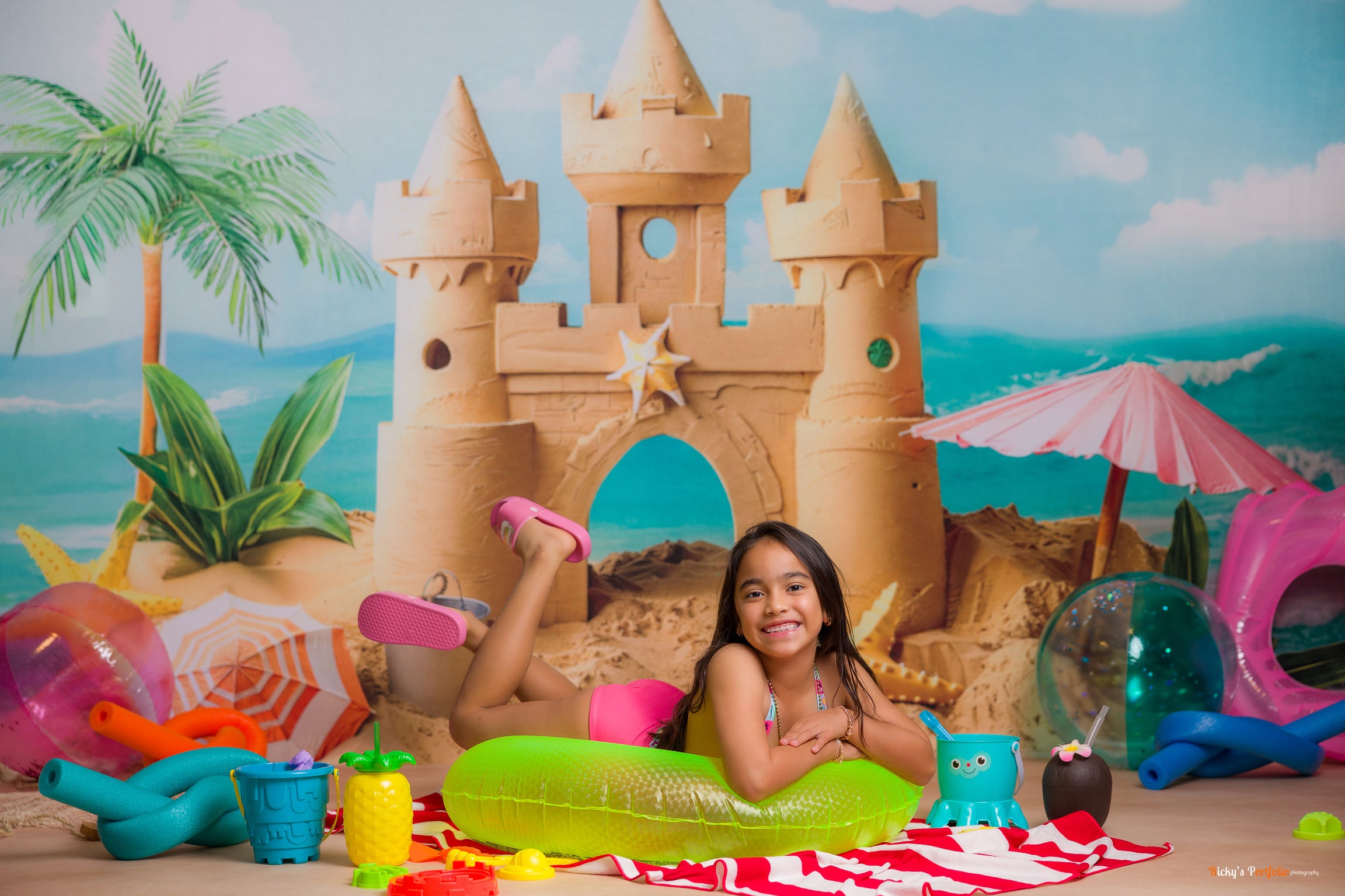 Kate Été Mer Château de Sable Enfant Toile de fond conçue par Chain Photographie - Kate Backdrop FR
