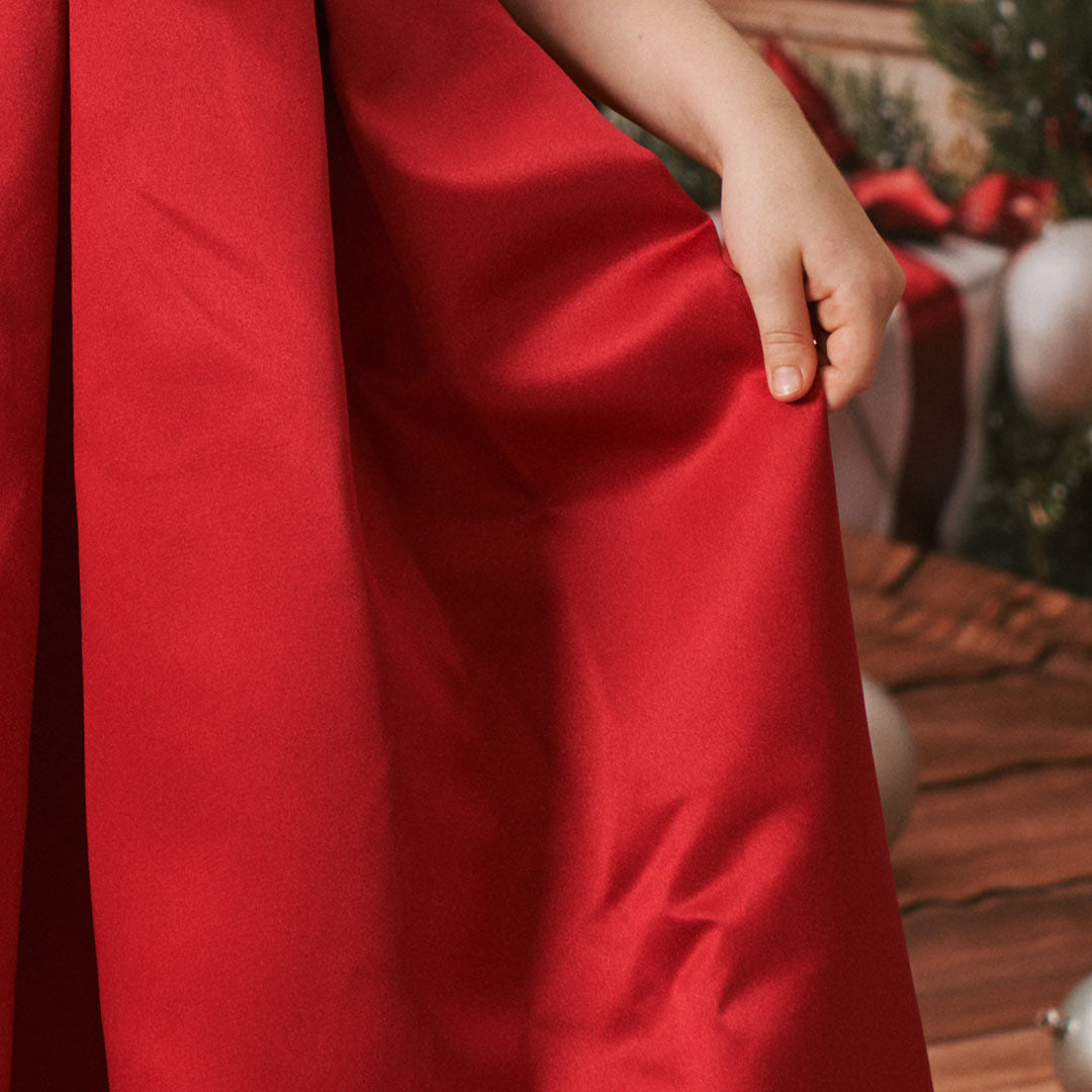 Kate Basique Satin Rouge Robe pour Enfants - Kate Backdrop FR