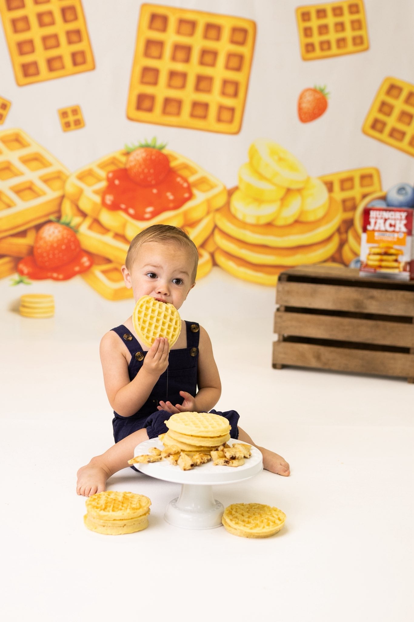 Kate Anniversaire Gaufre Baies Petit-déjeuner Toile de fond conçue par Patty Roberts - Kate Backdrop FR