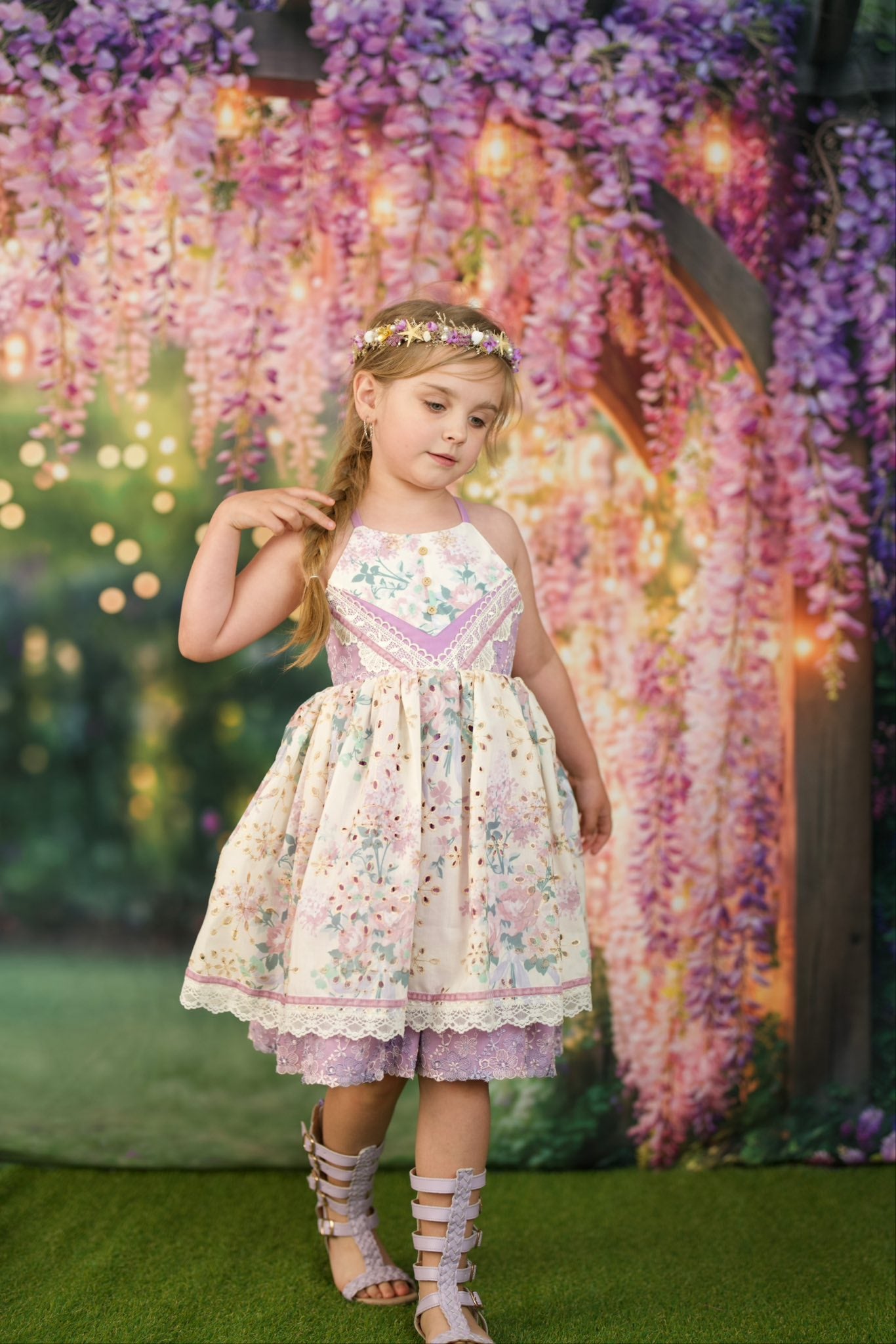 Kate Glycine Fleurs Jardin Lumières Mariage Toile de fond conçue par Kate Image - Kate Backdrop FR