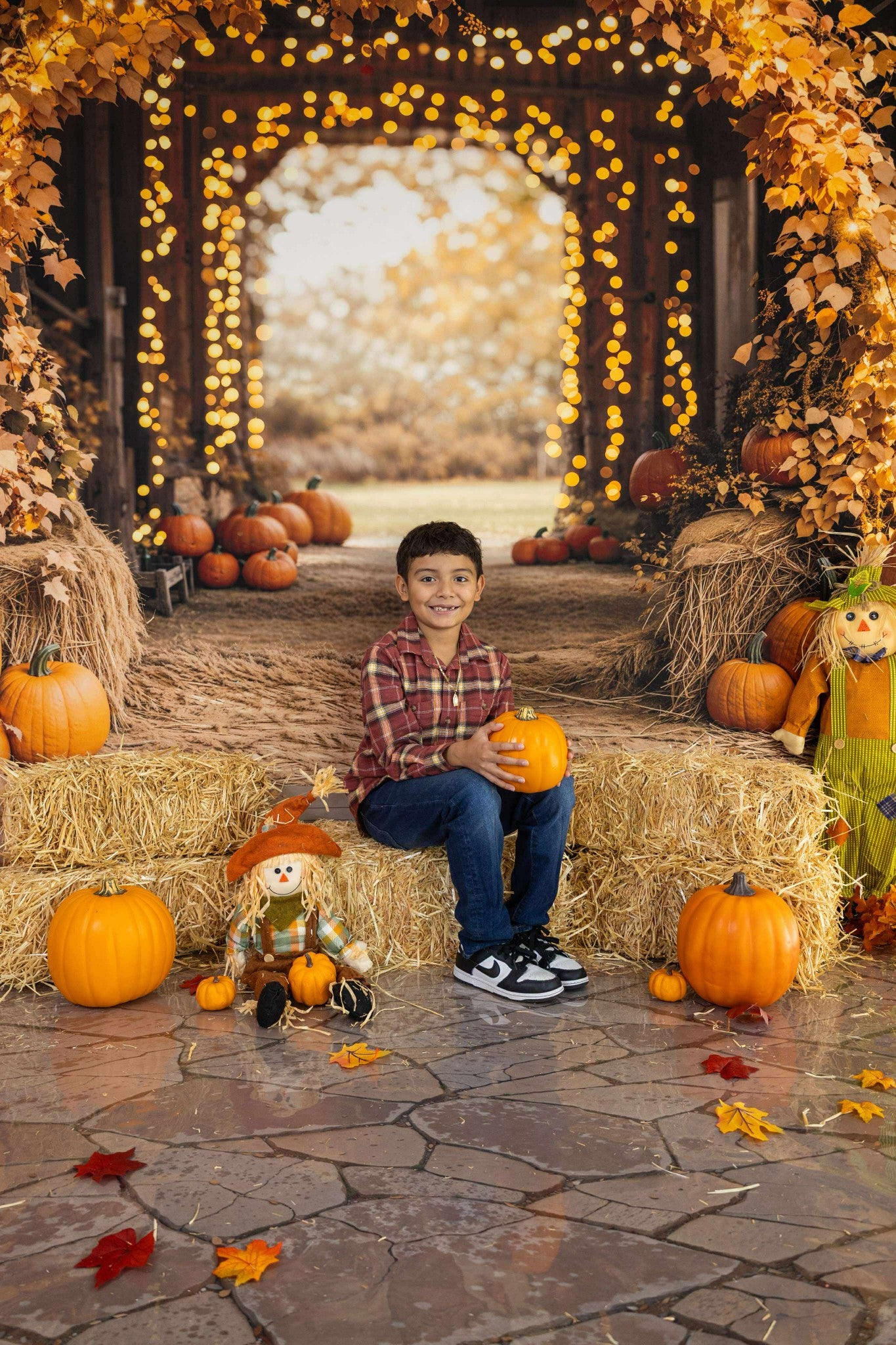 Kate Automne Érable Arche Citrouilles Grange Toile de fond conçue par Emetselch - Kate Backdrop FR