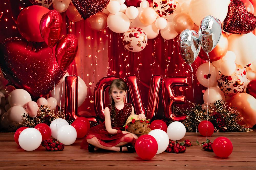 Kate Saint Valentin Ballons LOVE Coeurs Toile de fond conçue par Emetselch