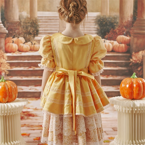 Kate Automne Nœud Robe dorée Enfant Pour la Photographie - Kate Backdrop FR