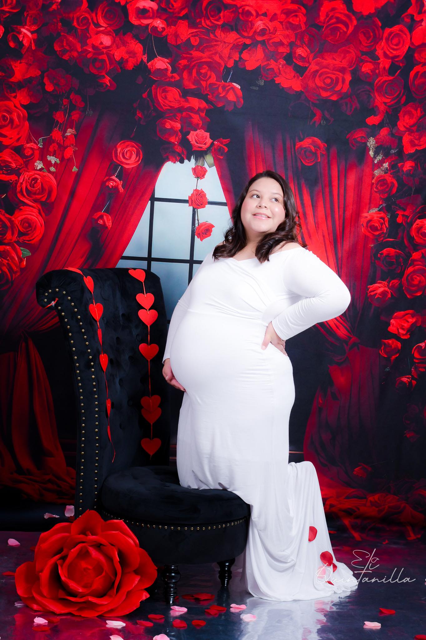 Kate Roses Rideaux Rouge Saint Valentin Toile de fond conçue par Mini MakeBelieve - Kate Backdrop FR