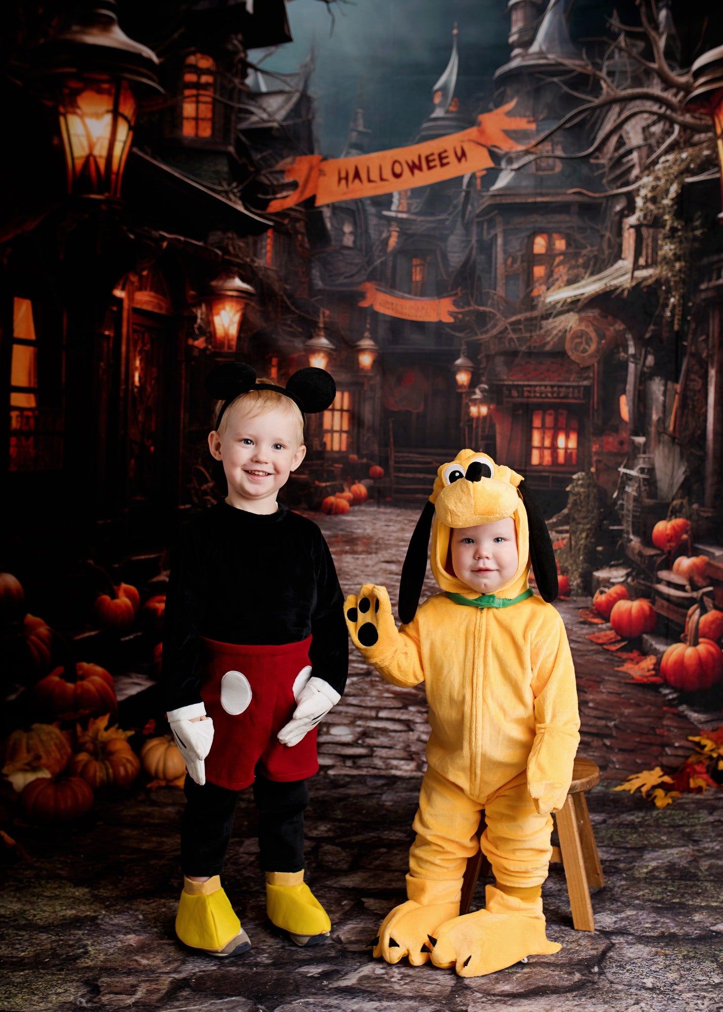 Kate Halloween Rue Citrouille Toile de fond conçu par Emetselch - Kate Backdrop FR