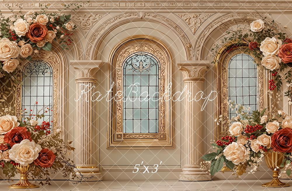 Kate Architecture Colonnes Fenêtres Fleurs Toile de fond conçue par Emetselch - Kate Backdrop FR