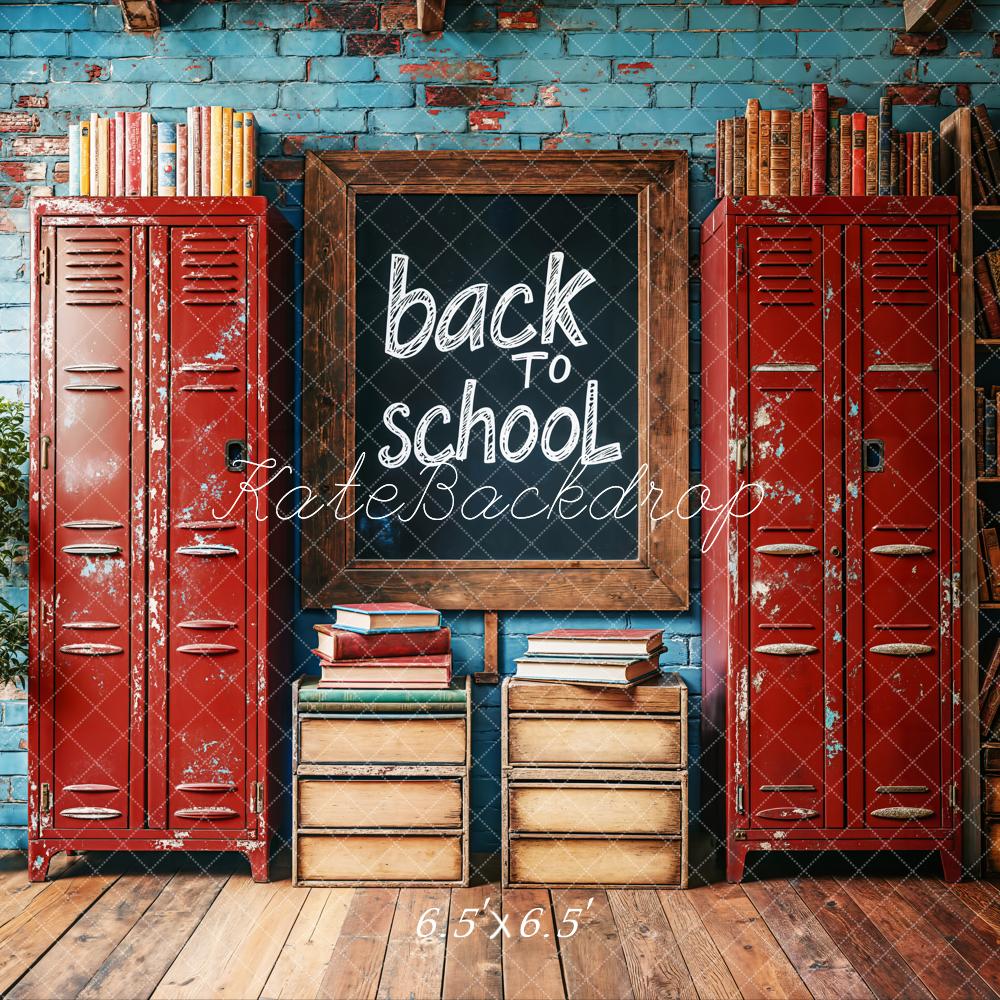 Kate Rentrée Scolaire Casiers Rouges Livres Toile de fond conçue par Emetselch