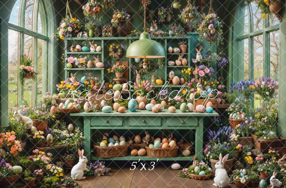 Kate Pâques Lapins Fenêtre Œufs Coloré Toile de fond conçue par Emetselch