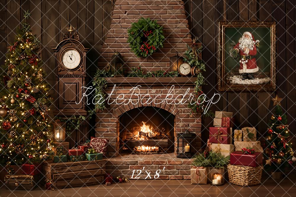 Kate Noël Cheminée Briques Cadre Cadeaux Toile de fond conçue par Emetselch - Kate Backdrop FR