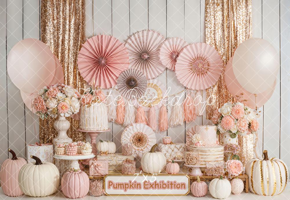 Kate Automne Citrouilles Fleurs Doré Toile de fond conçue par Emetselch - Kate Backdrop FR