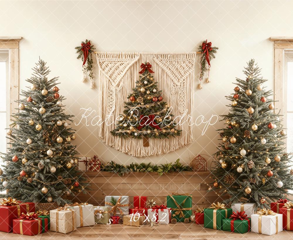 Kate Noël Sapins Cadeaux Macramé Toile de fond en Laine conçue par Emetselch