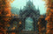 Kate Halloween Château Escalier Citrouilles Toile de fond en Laine conçue par Emetselch - Kate Backdrop FR