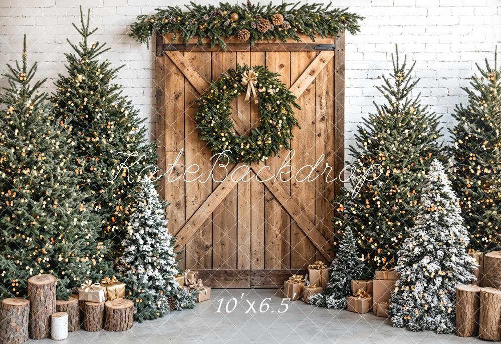 Kate Noël Sapins Cadeaux Bois Toile de fond en Laine conçue par Emetselch