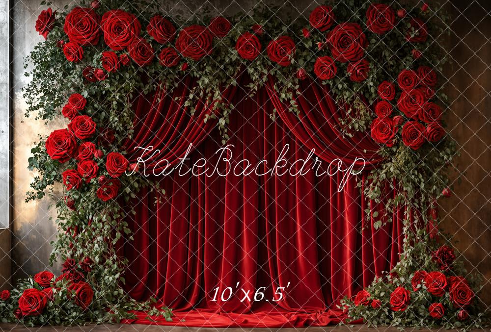 Kate Saint Valentin Rideau Roses Toile de fond en Laine conçue par Emetselch