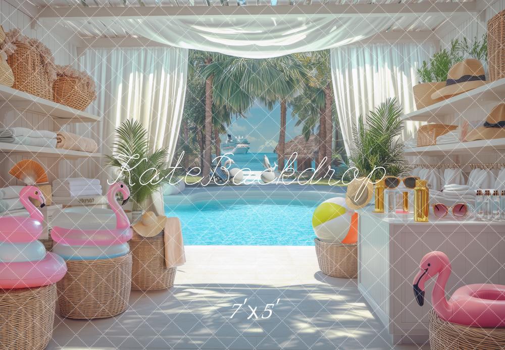 Kate Été Piscine Palmiers Accessoires Toile de fond conçue par Mini MakeBelieve - Kate Backdrop FR