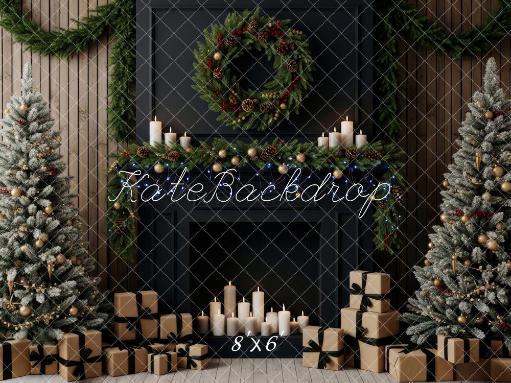 Kate Noël Sapins Cheminée Couronne Toile de fond en Polar conçue par Patty Roberts