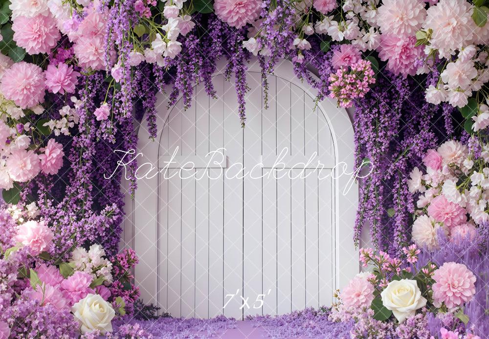 Kate Arche Florale Fleurs Roses Violet Toile de fond conçue par Mini MakeBelieve