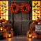 Kate Halloween Citrouilles Feuilles Fenêtre Toile de fond conçue par Patty Roberts