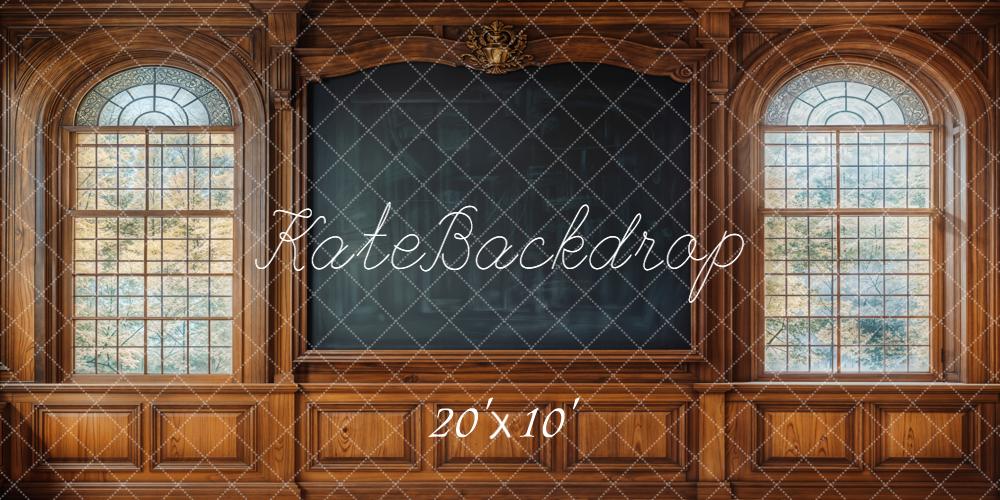 Kate Classe Bois Tableau Noir Fenêtres Toile de fond conçue par Emetselch - Kate Backdrop FR