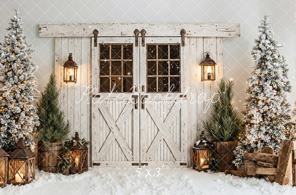 Kate Hiver Porte Bois Sapins Neige Toile de fond conçue par Emetselch