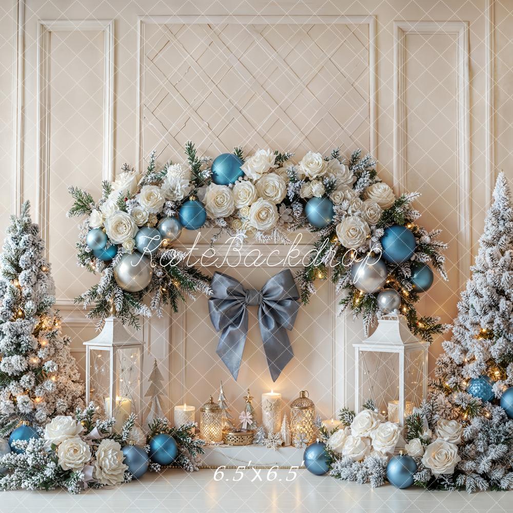 Kate Sapin de Noël Cheminée Décorations Fleur Toile de fond conçue par Emetselch - Kate Backdrop FR
