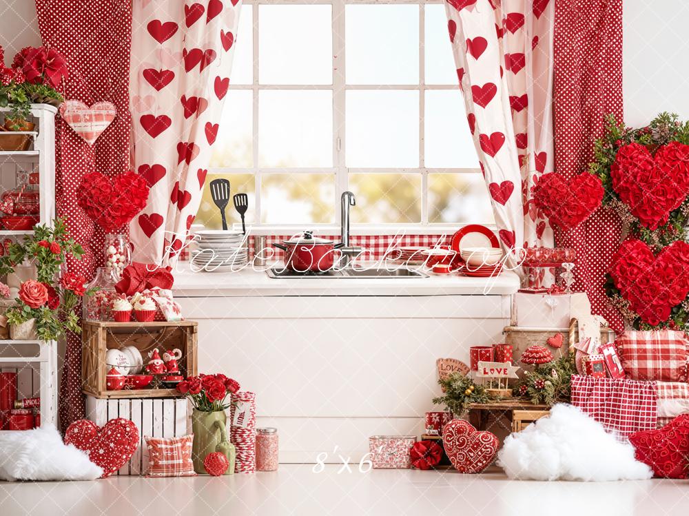 Kate Saint Valentin Cuisine Cœurs Toile de fond en Polar conçue par Emetselch - Kate Backdrop FR