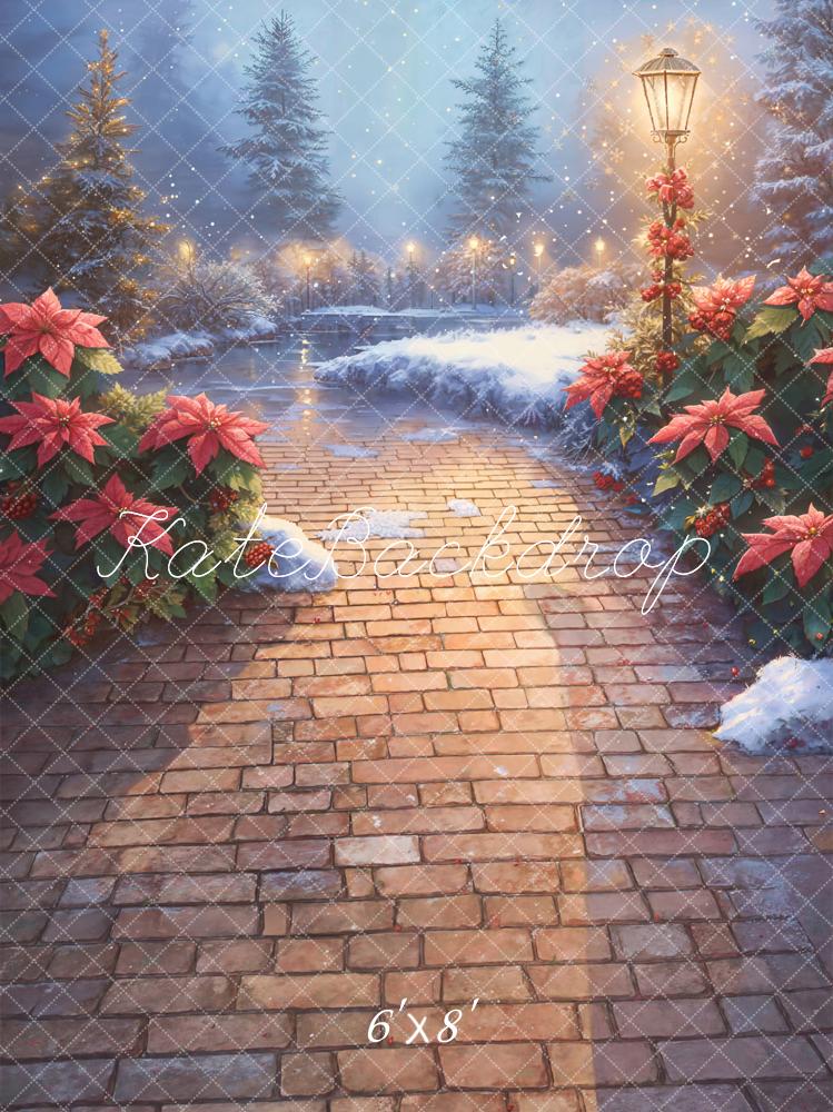 Kate Noël Chemin Lampadaire Fleurs Toile de fond en Laine conçue par Emetselch - Kate Backdrop FR