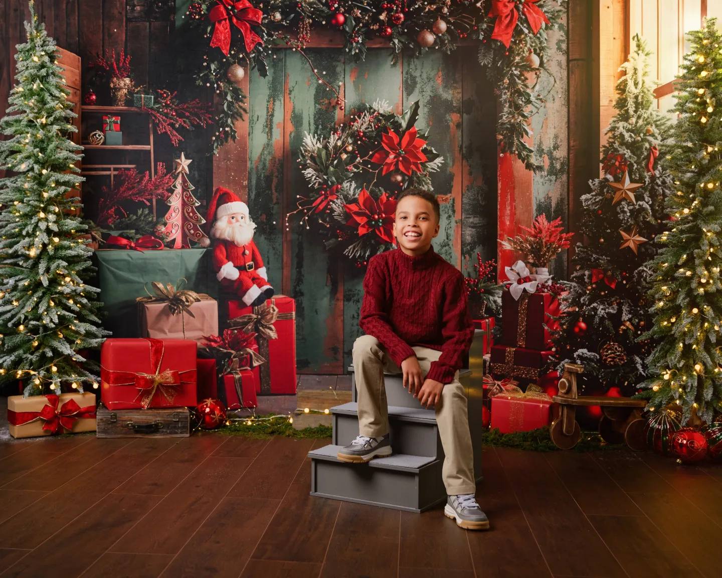 Kate Père Noël Vert foncé Porte Cadeaux Toile de fond conçue par Emetselch