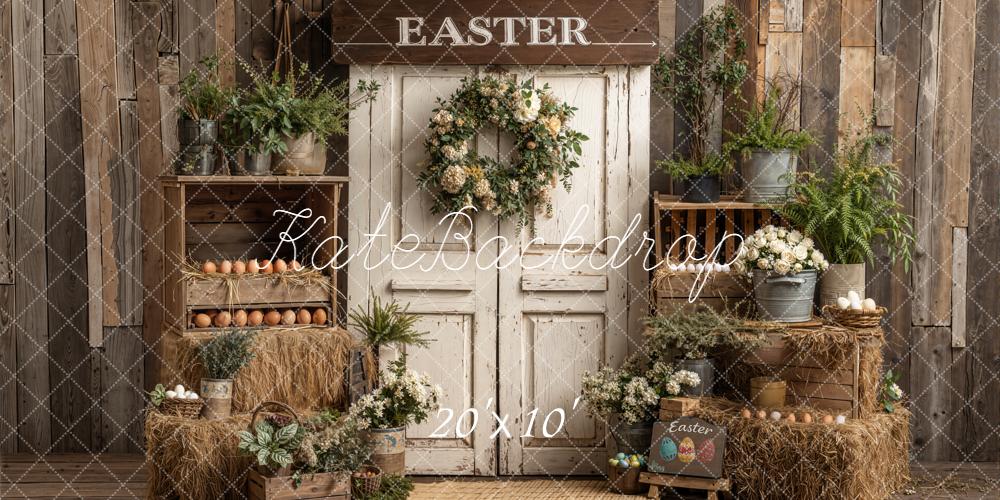 Kate Pâques Porte Œufs Fleurs Foins Toile de fond conçue par Emetselch - Kate Backdrop FR
