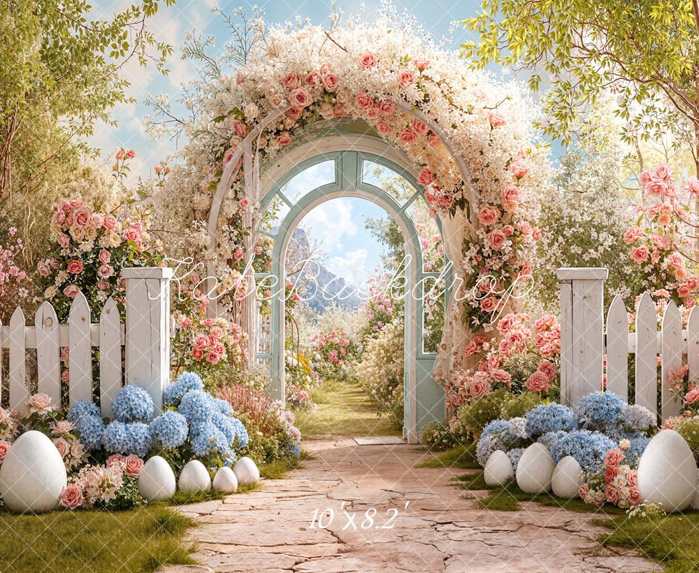 Kate Pâques Fleurs Œufs Arche Jardin Toile de fond conçue par Emetselch