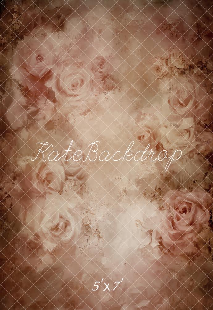 Kate Fleurs Roses Beige Vintage Toile de fond conçue par Emetselch - Kate Backdrop FR