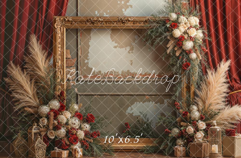 Kate Noël Cadre Doré Bohème Fleurs Toile de fond en Laine conçue par Emetselch - Kate Backdrop FR