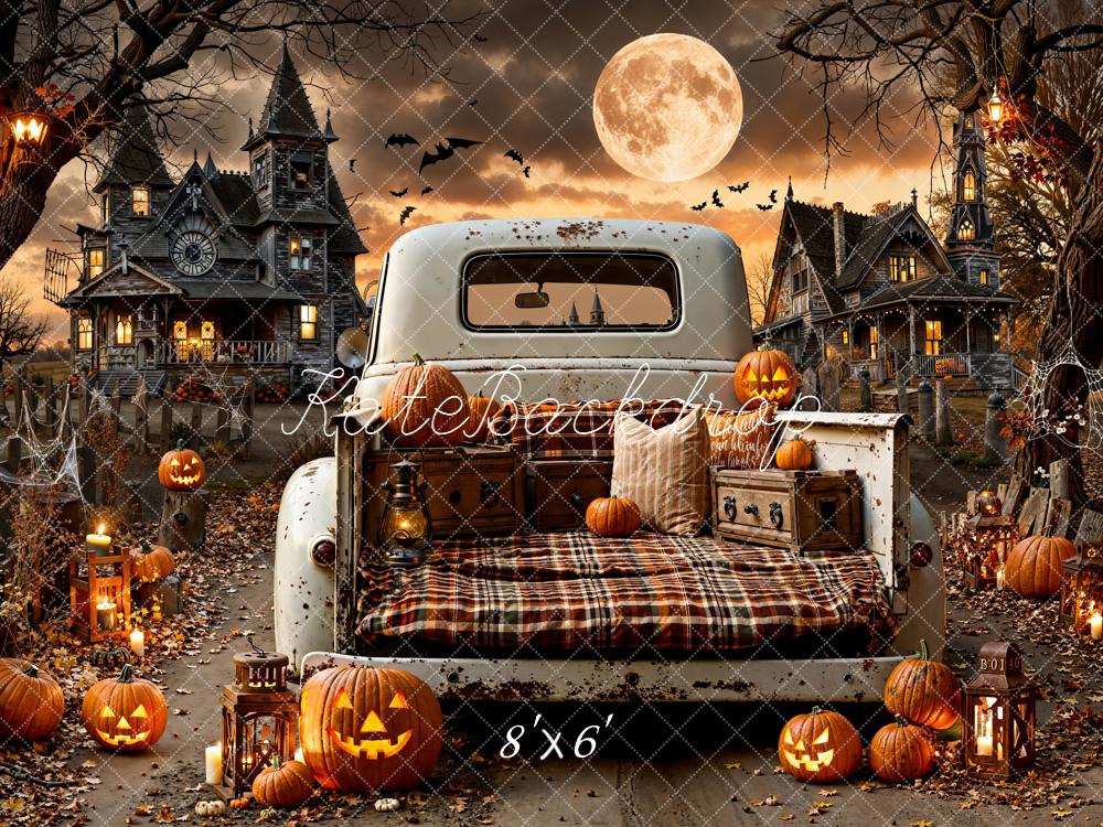 Kate Halloween Camion Citrouilles Pleine Lune Toile de fond conçue par Emetselch - Kate Backdrop FR