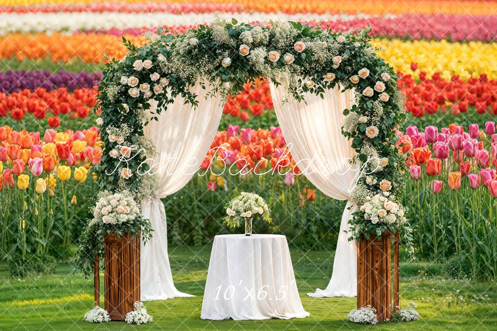 Kate Mariage Arche Fleurs Tulipes Toile de fond en Polar conçue par Emstselch