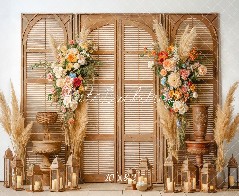 Kate Boho Arche Fleurs Bougies Toile de fond en Laine conçue par Emetselch - Kate Backdrop FR