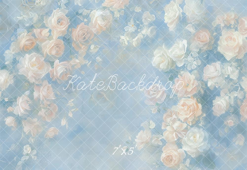 Kate Fleurs Roses Bleu Pastel Toile de fond conçue par GQ