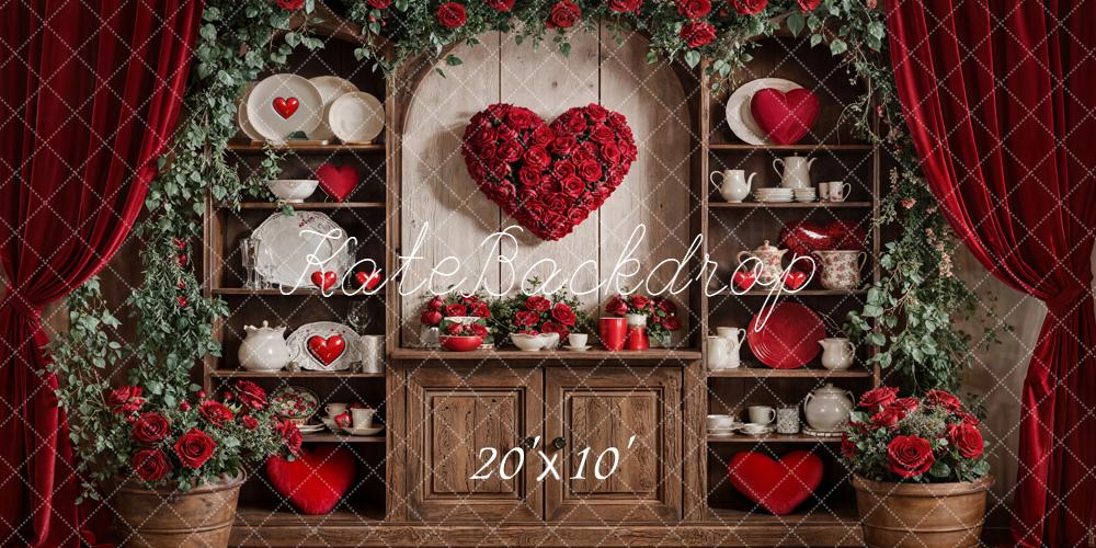 Kate Saint Valentin Roses Coeur Vaisselle Toile de fond conçue par Emetselch