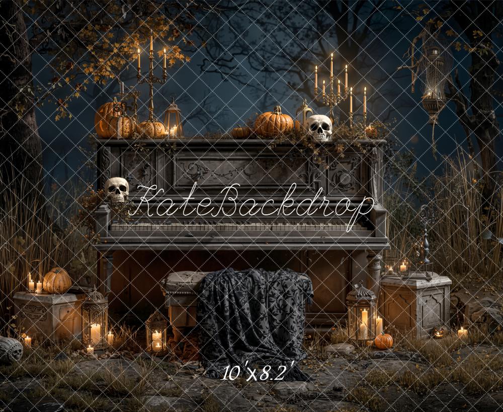 Kate Halloween Piano Bougies Extérieur Toile de fond en Laine conçue par Emetselch