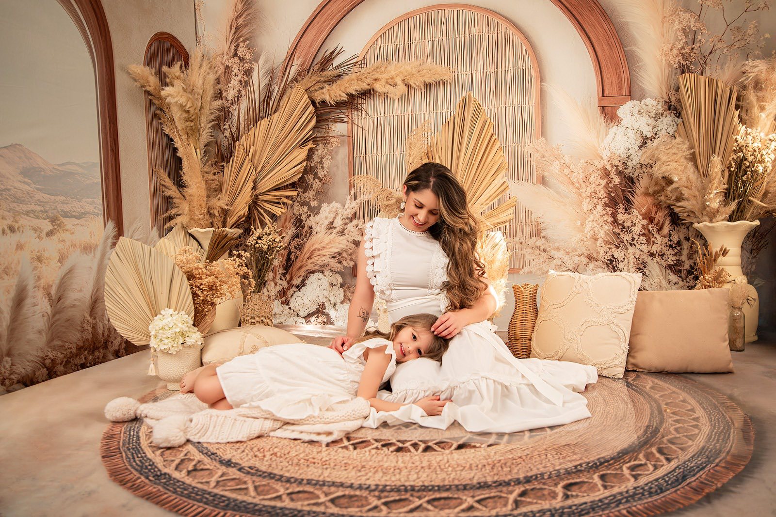 Kate Boho Arche Fenêtre Herbe des pampas Ensemble de chambre