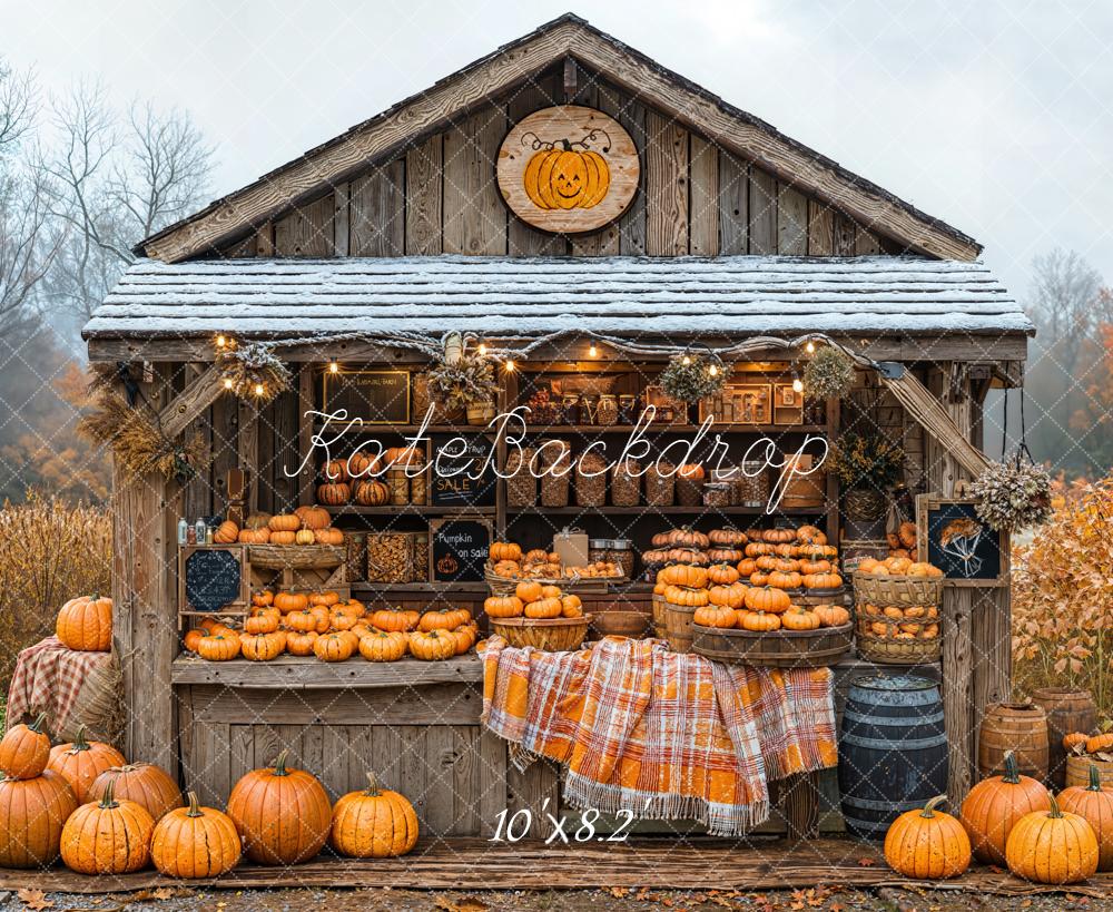 Kate Automne Marché Citrouilles Bois Toile de fond conçue par Emetselch