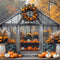 Kate Automne Serre Citrouilles Fleurs Toile de fond conçue par Mini MakeBelieve