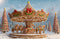 Kate Noël Carrousel Pain d’épice Neige Toile de fond en Laine conçue par Emetselch - Kate Backdrop FR