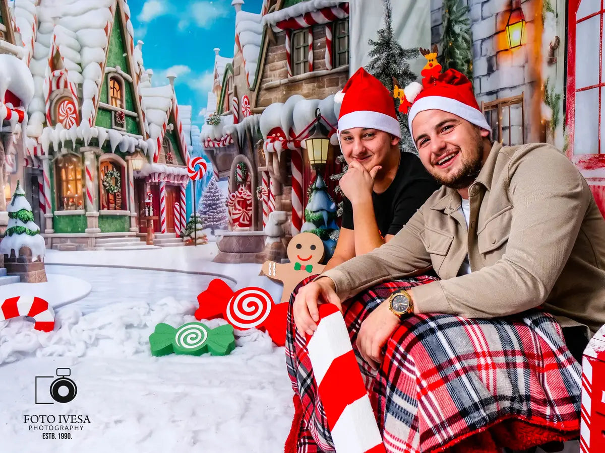 Kate Noël Hiver Ville Rue Maisons Toile de fond conçue par Emetselch - Kate Backdrop FR