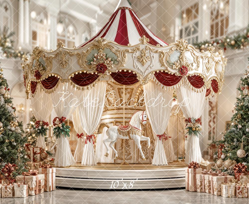 Kate Carrousel Sapin Cadeaux Noël Toile de fond en Laine conçue par Emetselch - Kate Backdrop FR