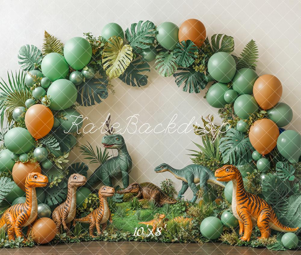 Kate Dinosaure Arche Ballons Vert Toile de fond en Laine conçue par Emetselch - Kate Backdrop FR