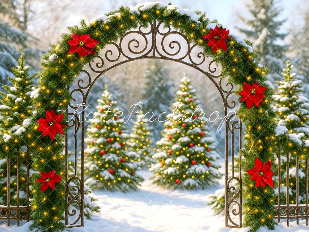 Kate Noël Arche Sapins Neige Toile de fond conçue par Mini MakeBelieve - Kate Backdrop FR