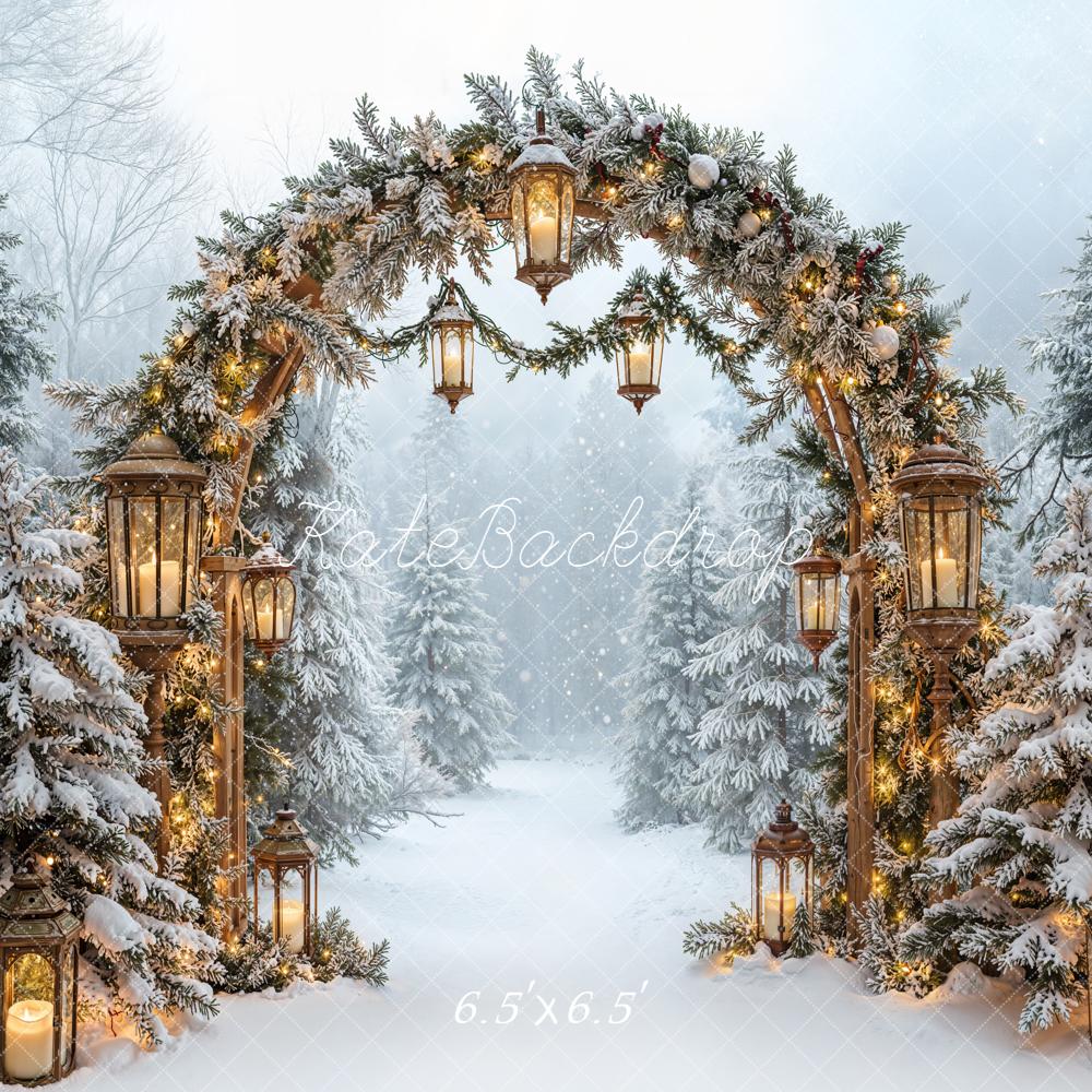 Kate Hiver Arche Sapins Lanternes Toile de fond conçue par Emetselch
