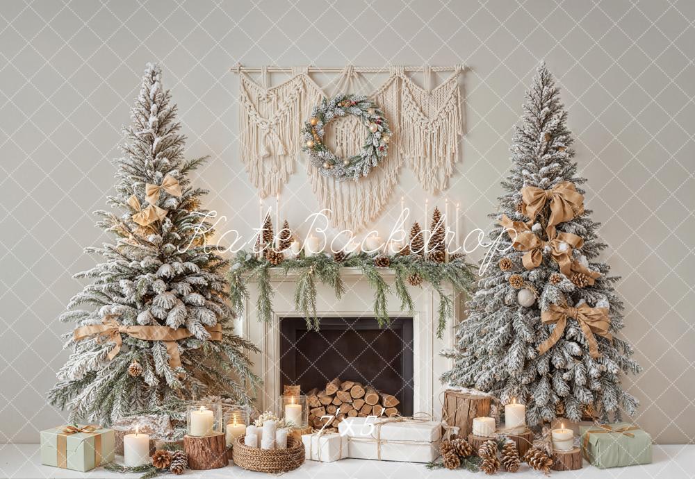 Kate Noël Sapins Cheminée Cadeaux Toile de fond conçue par Emetselch - Kate Backdrop FR